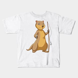 Otter as Fisher with Fishing rod Kids T-Shirt